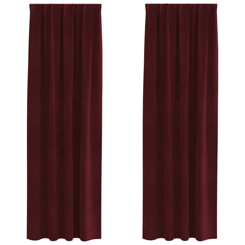 Zasłony zaciemniające 2 pcs Czerwone wino 140 x 225 cm Aksamit