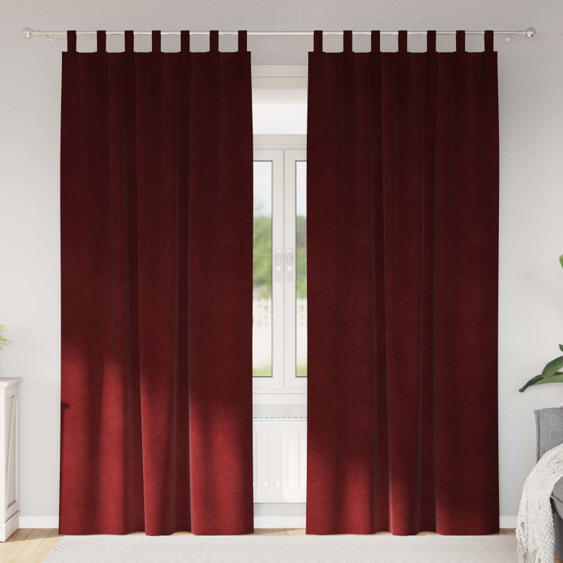 Zasłony zaciemniające 2 pcs Czerwone wino 140 x 245 cm Aksamit