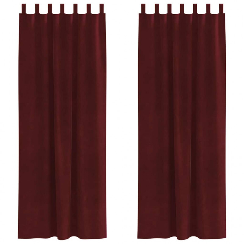 Zasłony zaciemniające 2 pcs Czerwone wino 140 x 260 cm Aksamit