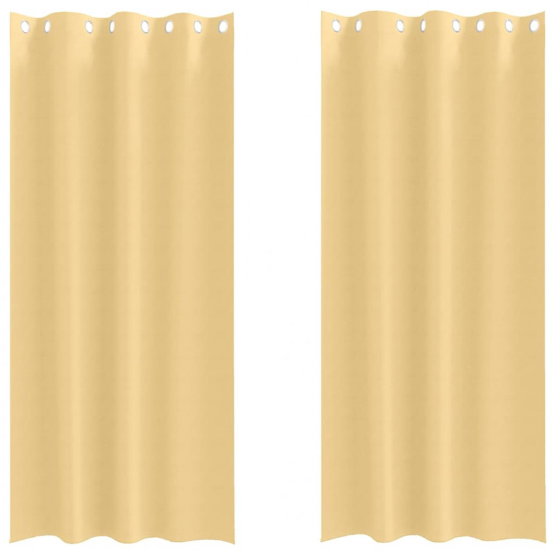 Firany blackout z kółkami 2 pcs Beżowy 225 x 140 cm Poliester