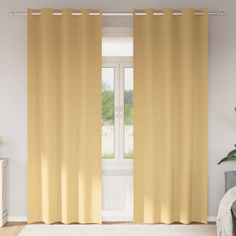 Firany blackout z kółkami 2 pcs Beżowy 245 x 140 cm Poliester