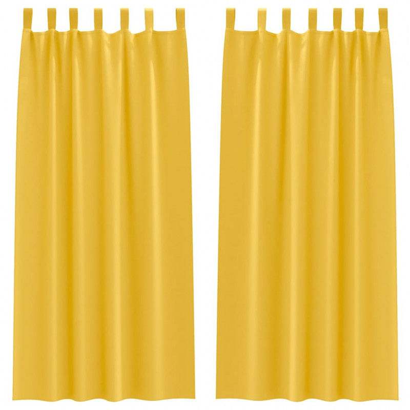Firany blackout z kółkami 2 pcs Musztardowy Żółty 260 x 140 cm