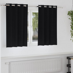 Firany blackout z kółkami 2 pcs Czarny 140 x 140 cm Poliester