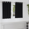 Firany blackout z kółkami 2 pcs Czarny 140 x 140 cm Poliester