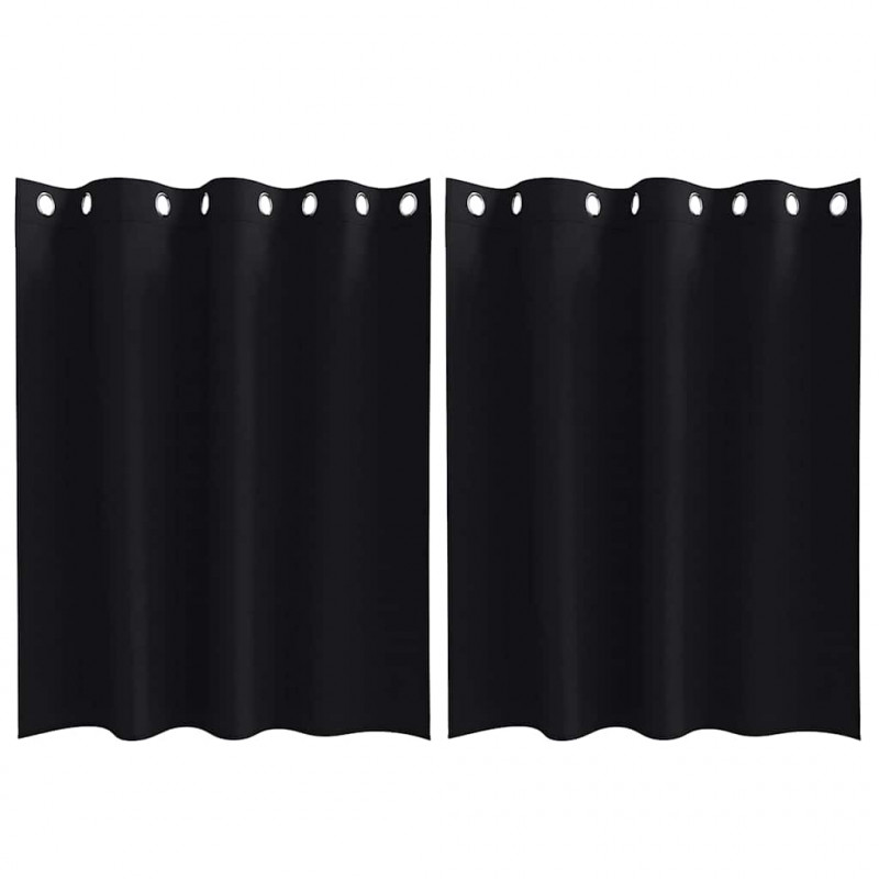 Firany blackout z kółkami 2 pcs Czarny 140 x 140 cm Poliester