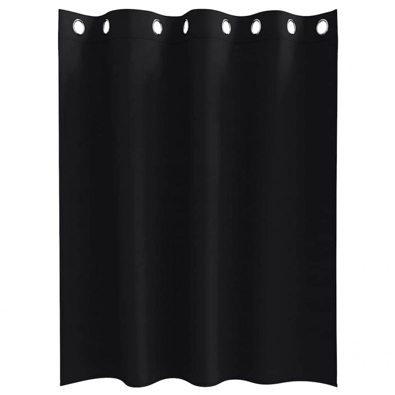 Firany blackout z kółkami 2 pcs Czarny 140 x 140 cm Poliester