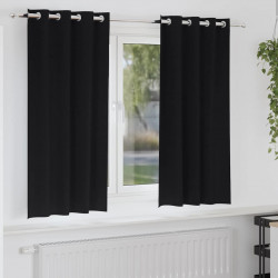 Firany blackout z kółkami 2 pcs Czarny 175 x 140 cm Poliester