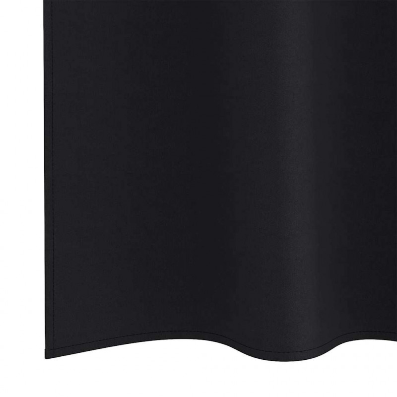 Firany blackout z kółkami 2 pcs Czarny 225 x 140 cm Poliester