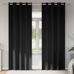 Firany blackout z kółkami 2 pcs Czarny 245 x 140 cm Poliester