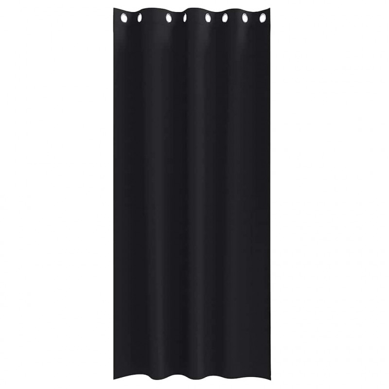 Firany blackout z kółkami 2 pcs Czarny 245 x 140 cm Poliester
