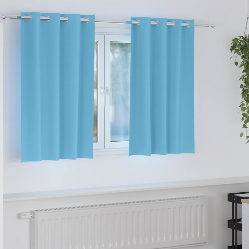 Firany blackout z kółkami 2 pcs Jasnoniebieski 140 x 140 cm