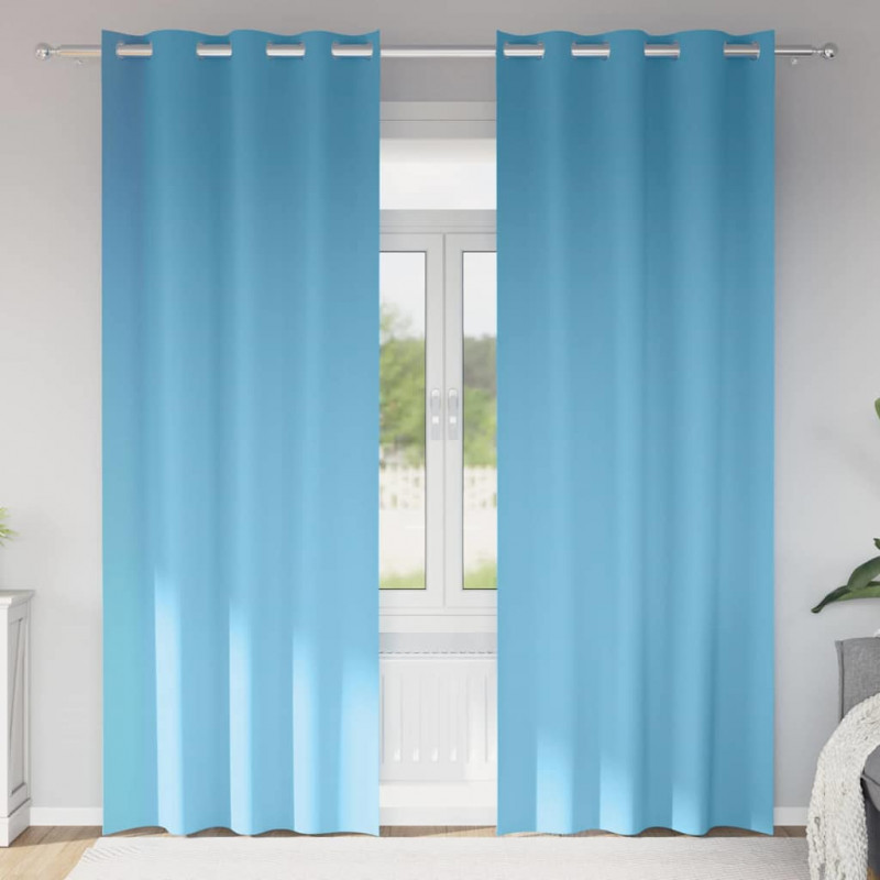 Firany blackout z kółkami 2 pcs Jasnoniebieski 245 x 140 cm