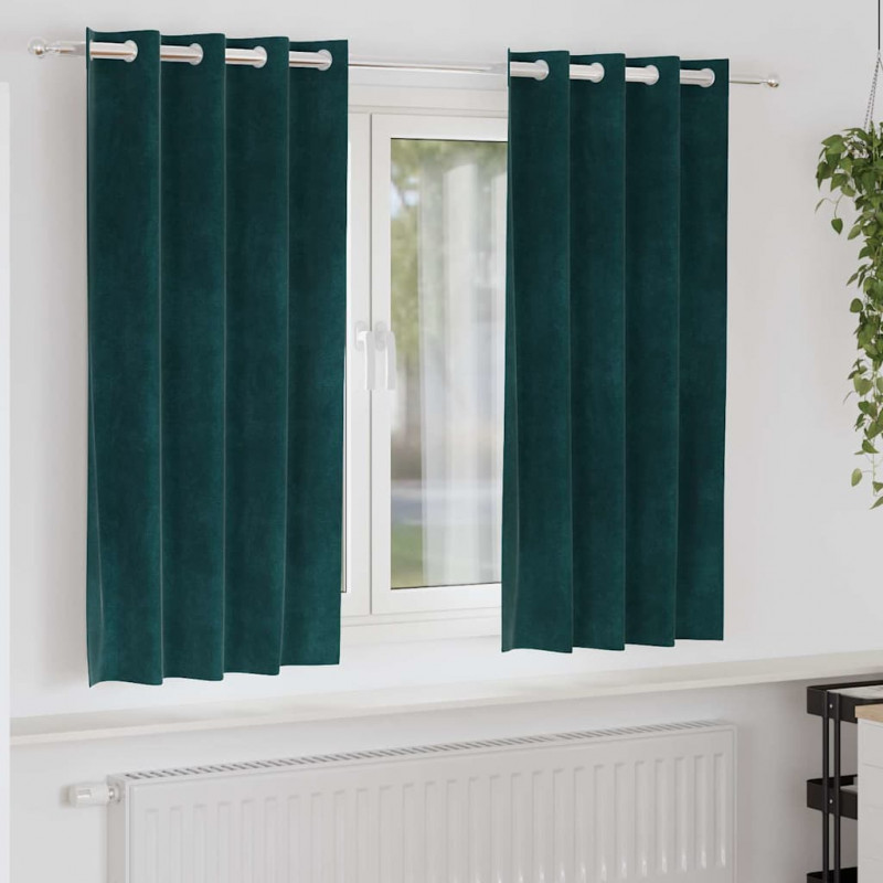 Zasłony zaciemniające 2 pcs Ciemna zieleń 140 x 175 cm Aksamit