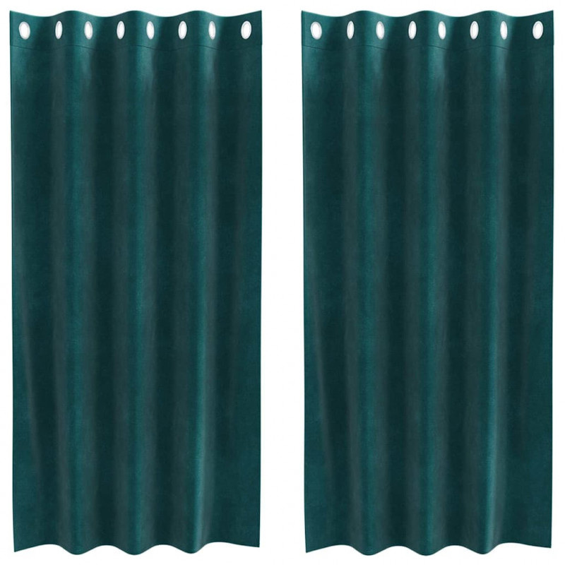 Zasłony zaciemniające 2 pcs Ciemna zieleń 140 x 175 cm Aksamit