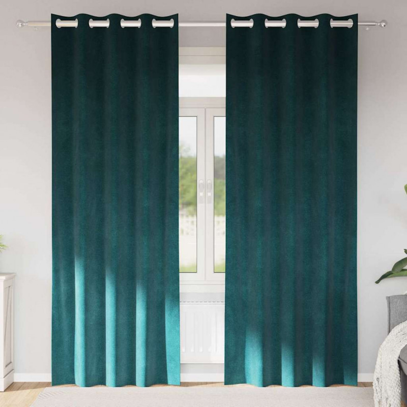 Zasłony zaciemniające 2 pcs Ciemna zieleń 140 x 225 cm Aksamit