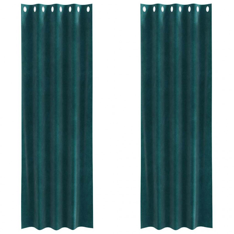 Zasłony zaciemniające 2 pcs Ciemna zieleń 140 x 225 cm Aksamit