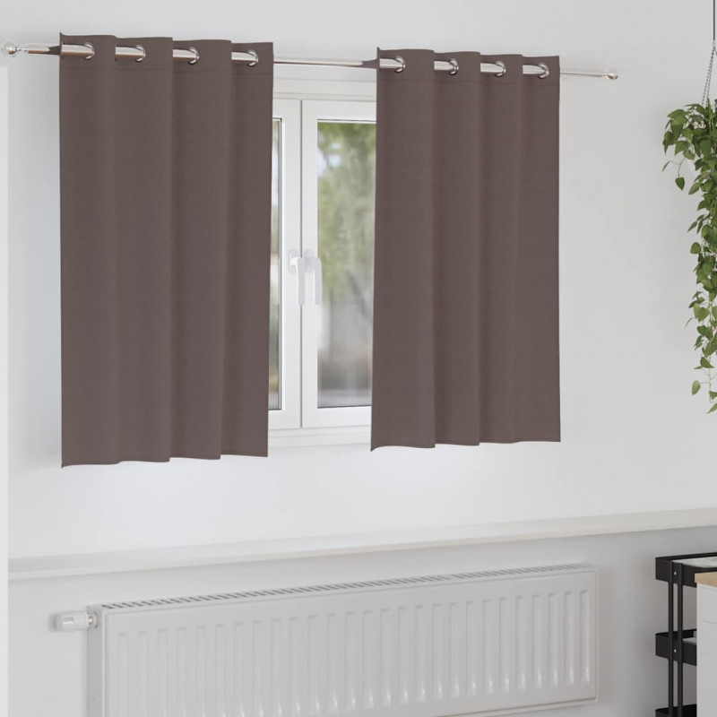 Firany blackout z kółkami 2 pcs Ciemny brąz 140 x 140 cm