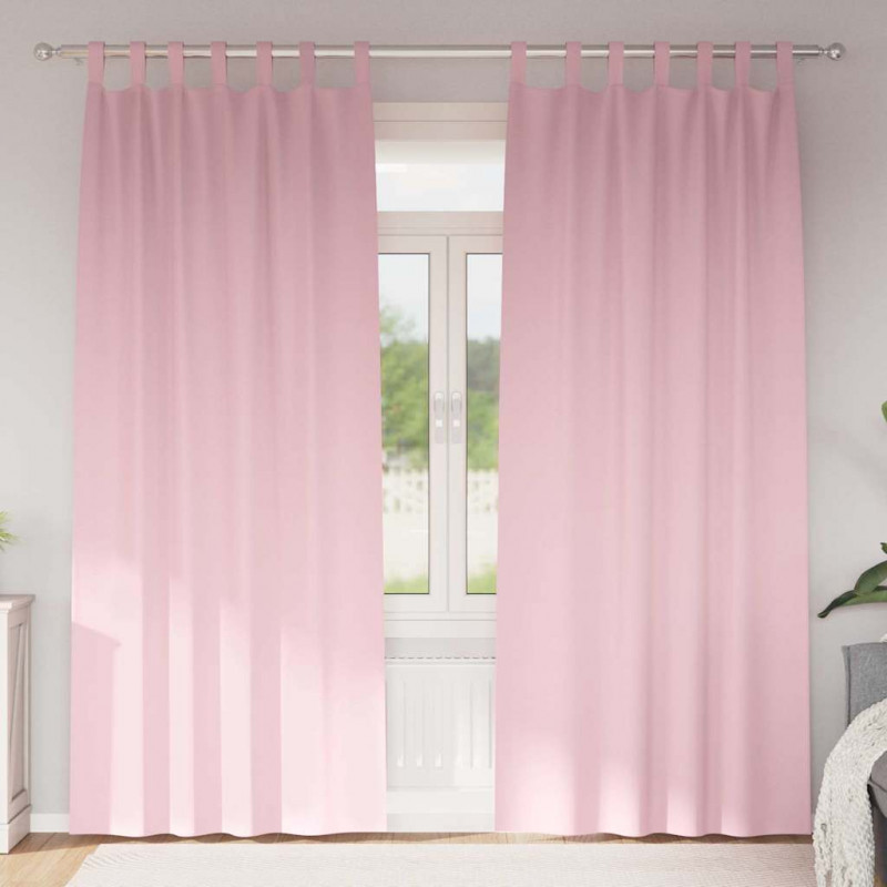 Firany blackout z kółkami 2 pcs Dziecięcy róż 245 x 140 cm