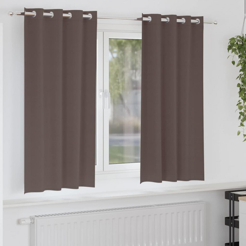 Firany blackout z kółkami 2 pcs Ciemny brąz 175 x 140 cm