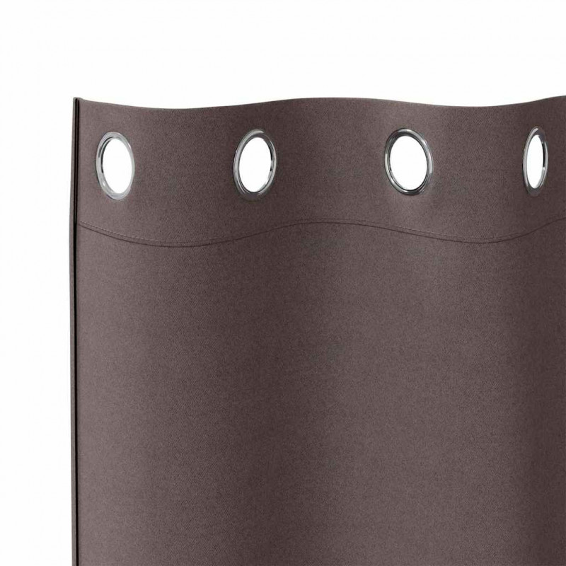 Firany blackout z kółkami 2 pcs Ciemny brąz 175 x 140 cm
