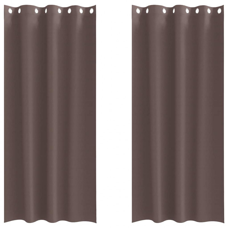 Firany blackout z kółkami 2 pcs Ciemny brąz 245 x 140 cm