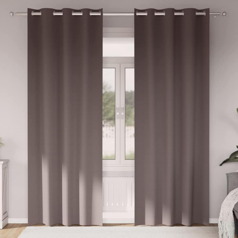 Firany blackout z kółkami 2 pcs Ciemny brąz 260 x 140 cm