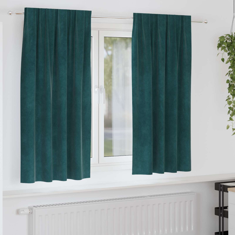 Zasłony zaciemniające 2 pcs Ciemna zieleń 140 x 175 cm Aksamit