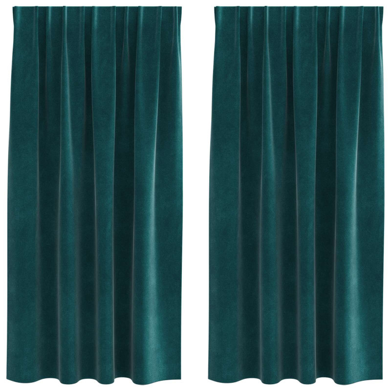 Zasłony zaciemniające 2 pcs Ciemna zieleń 140 x 175 cm Aksamit