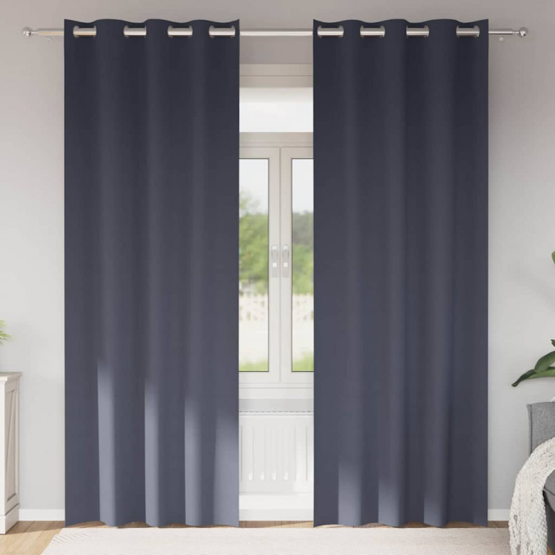 Firany blackout z kółkami 2 pcs Antracyt 260 x 140 cm Poliester