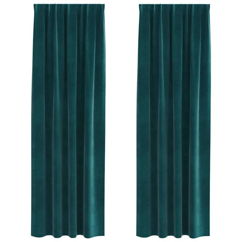 Zasłony zaciemniające 2 pcs Ciemna zieleń 140 x 245 cm Aksamit