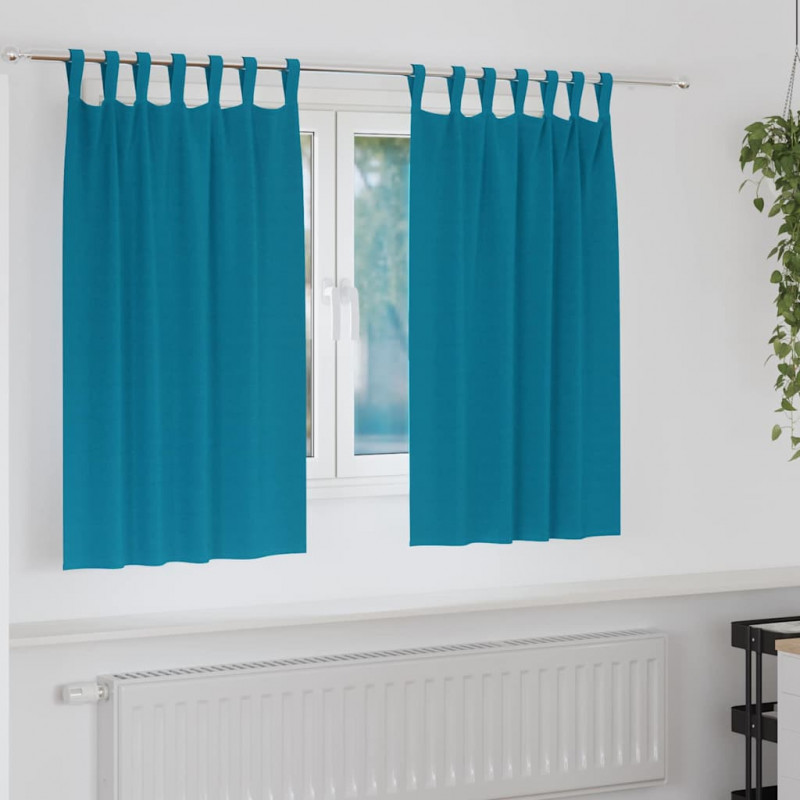 Firany blackout z kółkami 2 pcs Turkusowy 140 x 140 cm