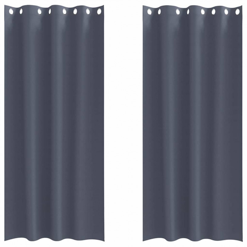 Firany blackout z kółkami 2 pcs Antracyt 260 x 140 cm Poliester