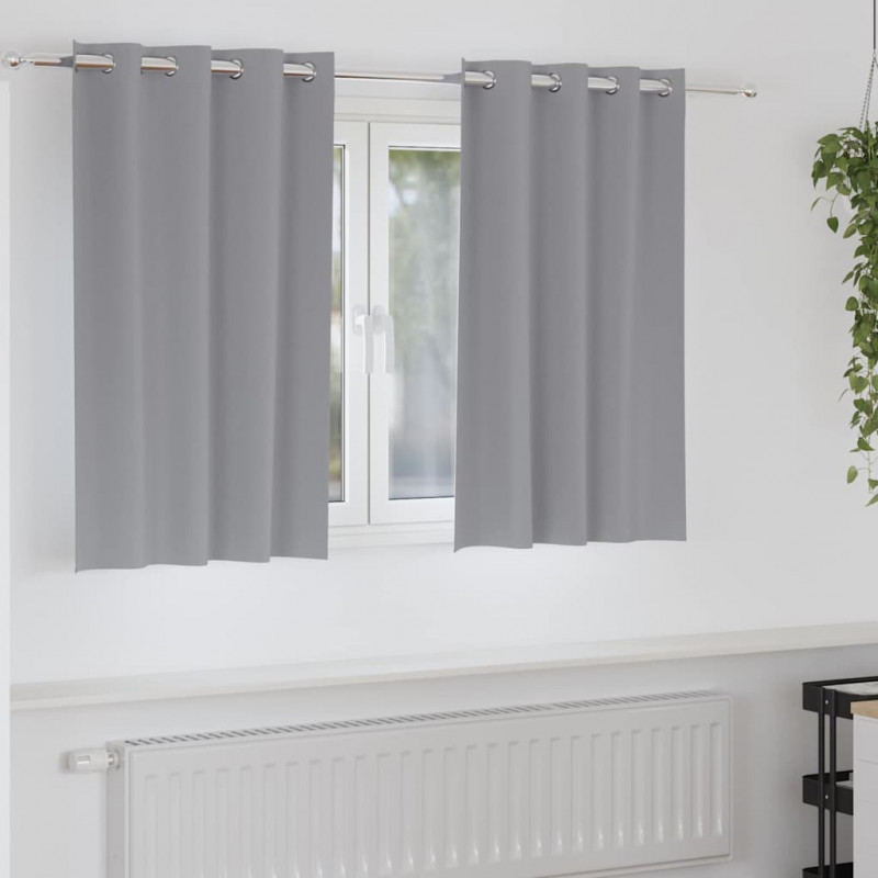 Firany blackout z kółkami 2 pcs Jasnoszary 140 x 140 cm