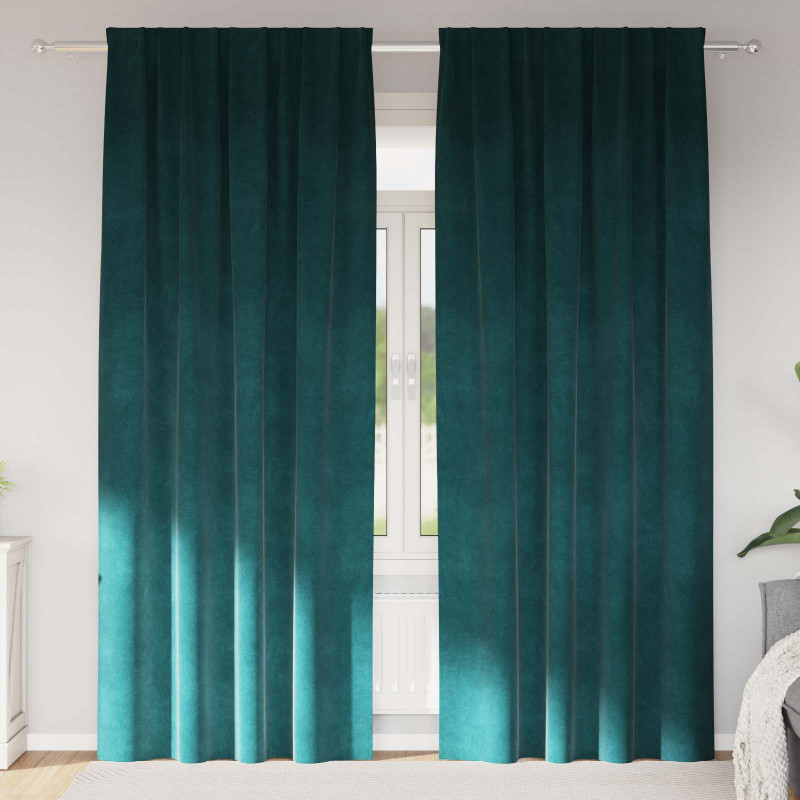 Zasłony zaciemniające 2 pcs Ciemna zieleń 140 x 260 cm Aksamit
