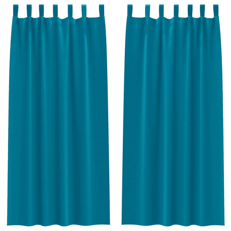 Firany blackout z kółkami 2 pcs Turkusowy 245 x 140 cm
