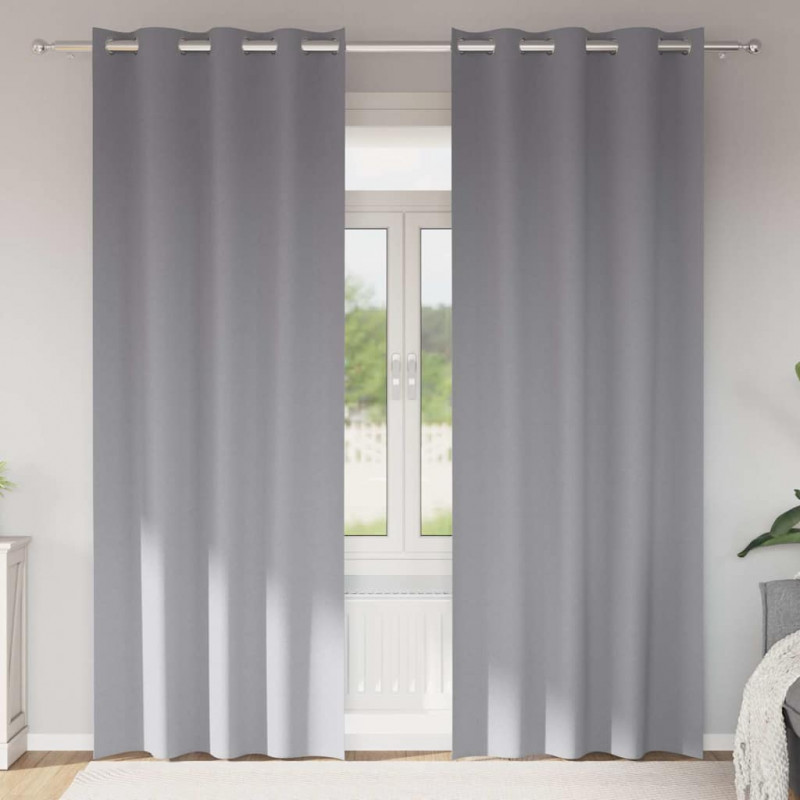 Firany blackout z kółkami 2 pcs Jasnoszary 245 x 140 cm