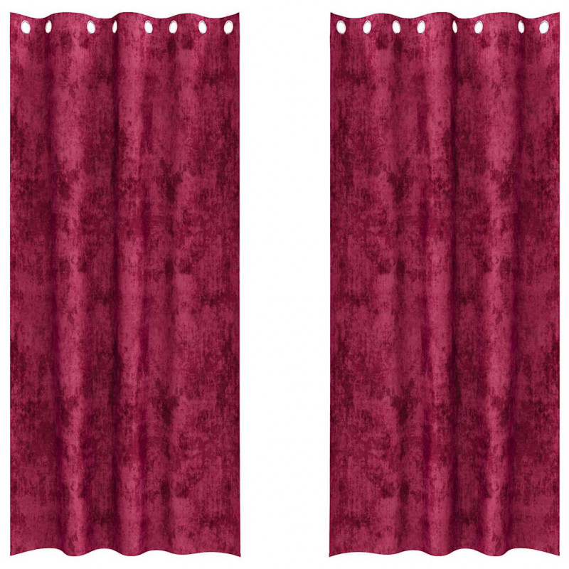 Zasłony z weluru 2 pcs czerwone wino 225 x 140 cm Aksamit