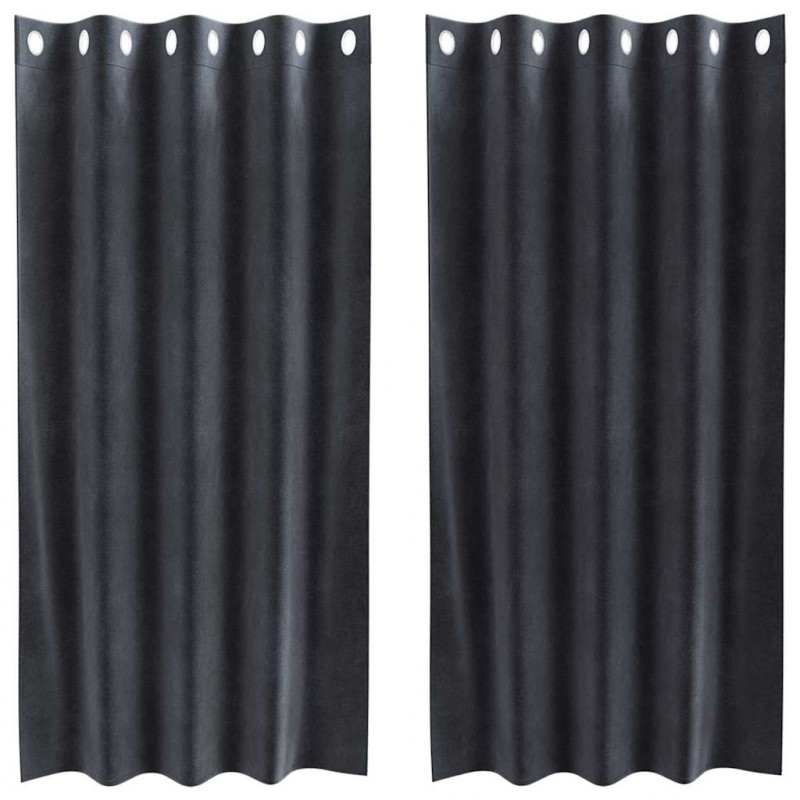 Zasłony zaciemniające 2 pcs Ciemnoszary 140 x 175 cm Aksamit