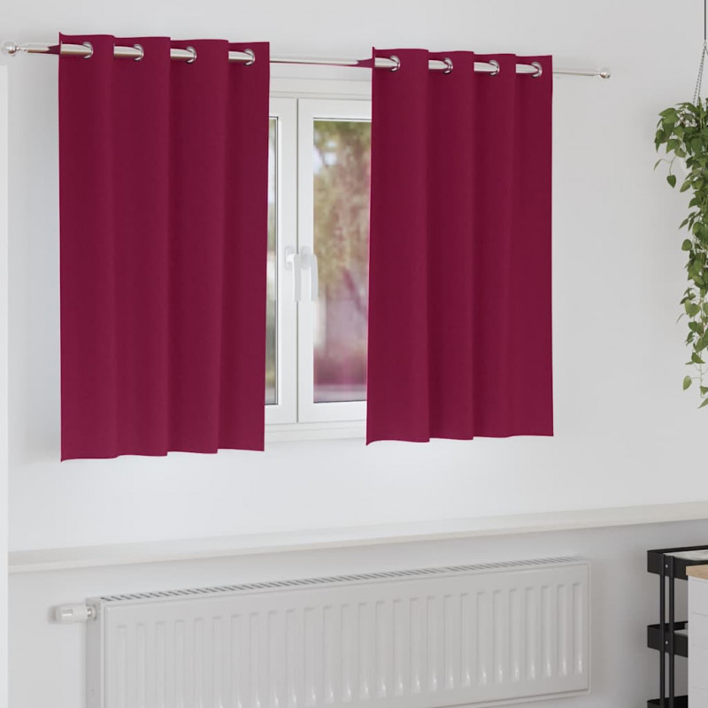 Firany blackout z kółkami 2 pcs Czerwone wino 140 x 140 cm