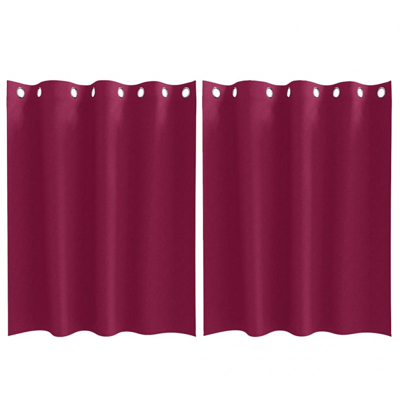 Firany blackout z kółkami 2 pcs Czerwone wino 140 x 140 cm