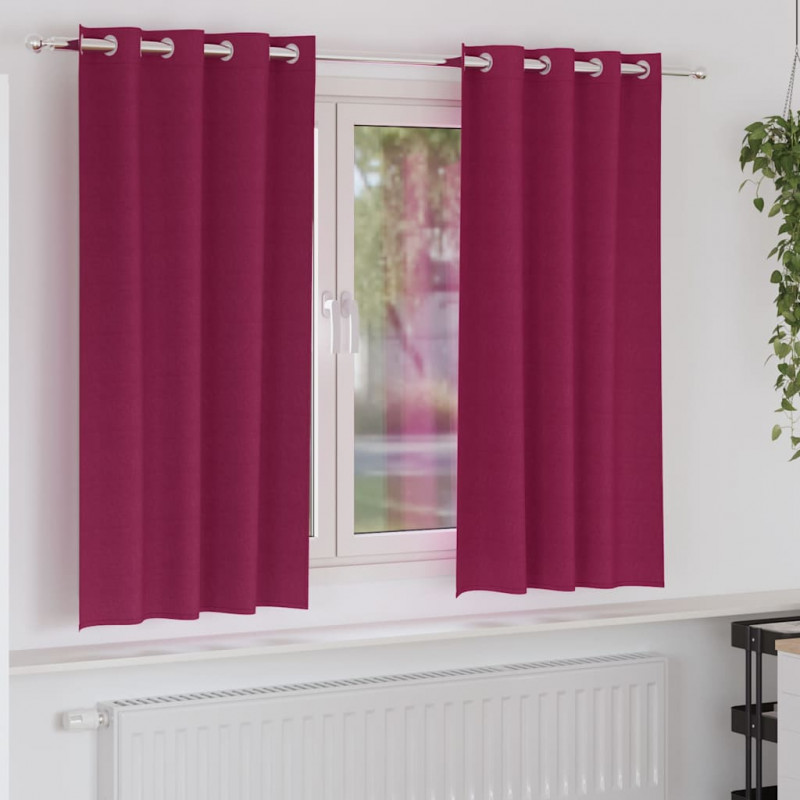 Firany blackout z kółkami 2 pcs Czerwone wino 175 x 140 cm