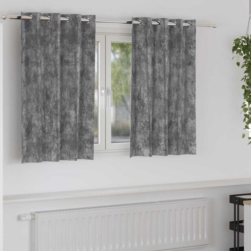 Zasłony z weluru z zasłonami 2 pcs Szary 140 x 140 cm Aksamit