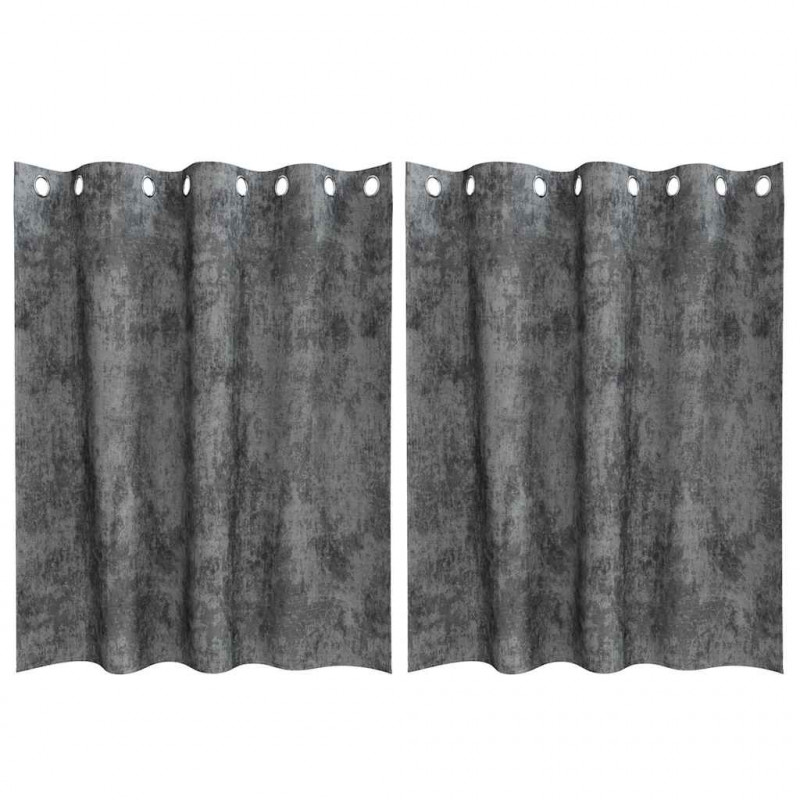 Zasłony z weluru z zasłonami 2 pcs Szary 140 x 140 cm Aksamit