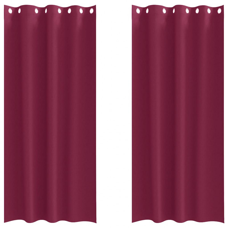Firany blackout z kółkami 2 pcs Czerwone wino 260 x 140 cm