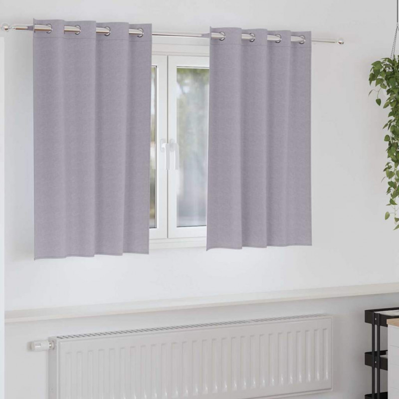 Firany blackout z kółkami 2 pcs Metaliczny Szary 140 x 140 cm