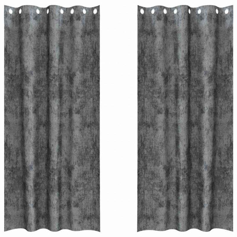 Zasłony z weluru z zasłonami 2 pcs Szary 225 x 140 cm Aksamit