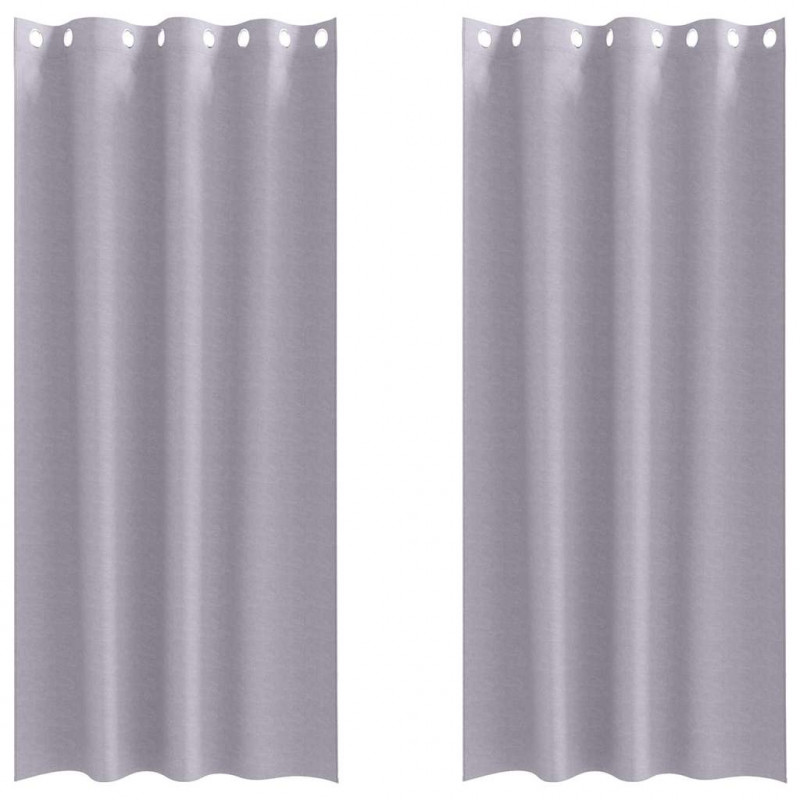 Firany blackout z kółkami 2 pcs Metaliczny Szary 225 x 140 cm