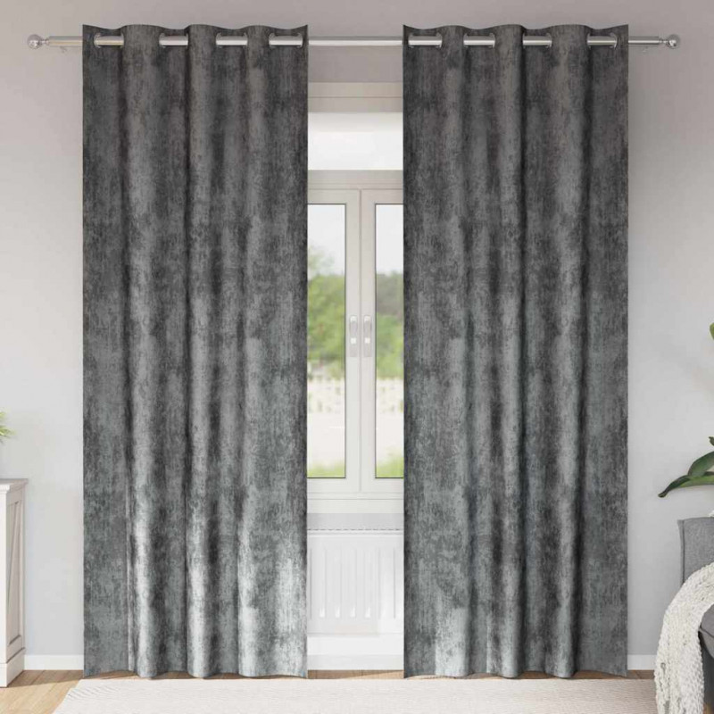 Zasłony z weluru z zasłonami 2 pcs Szary 260 x 140 cm Aksamit