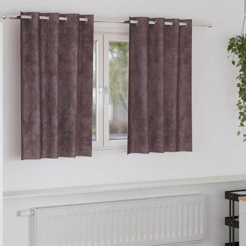Zasłony z weluru z zasłonami 2 pcs Brązowy 140 x 140 cm Aksamit