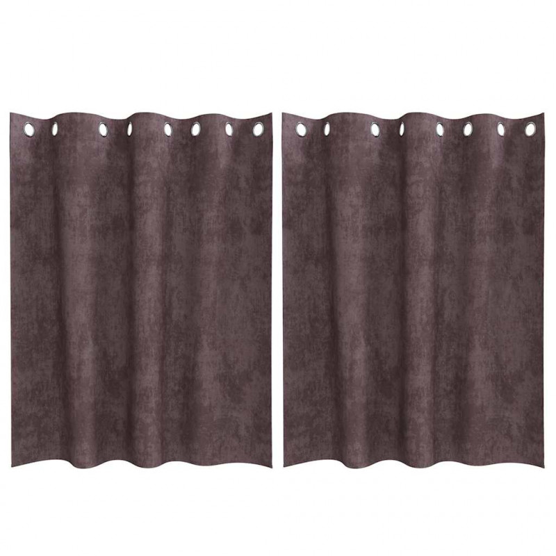 Zasłony z weluru z zasłonami 2 pcs Brązowy 140 x 140 cm Aksamit